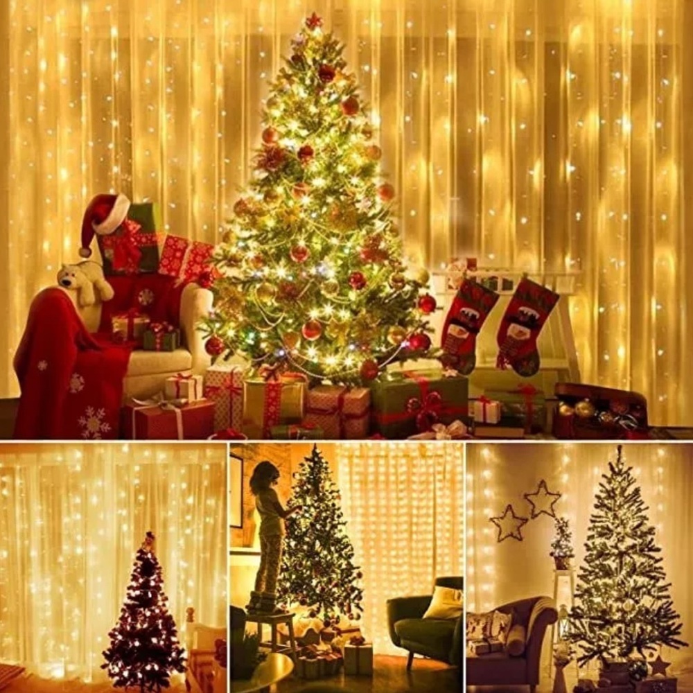 NEW Twinkle Star Curtain String Lights 300LED Indoor & Outdoor Use Warm White - Picture 12 of 14